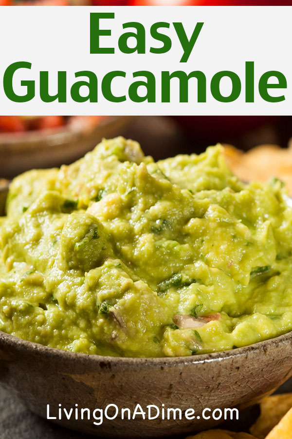 This easy guacamole recipe is super tasty and you can make it for a fraction of the cost of buying at a restaurant or pre-made at the store! If you find avocados on sale, you can easily make a bunch ahead of time and freeze in freezer bags the amount you would be likely to use at dinner. Homemade guacamole is a wonderful addition to any Mexican styled food or you can eat it with tortilla chips as a tasty snack.